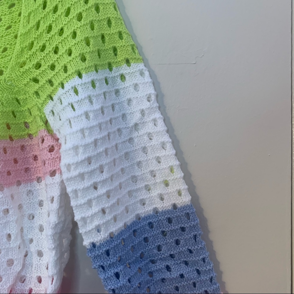 Springtime Knitted Patchwork Long Sleeve Crop Top - image 7